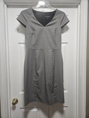 Banana Republi Black & White Houndstooth Cap-Sleeve Sheath Dress